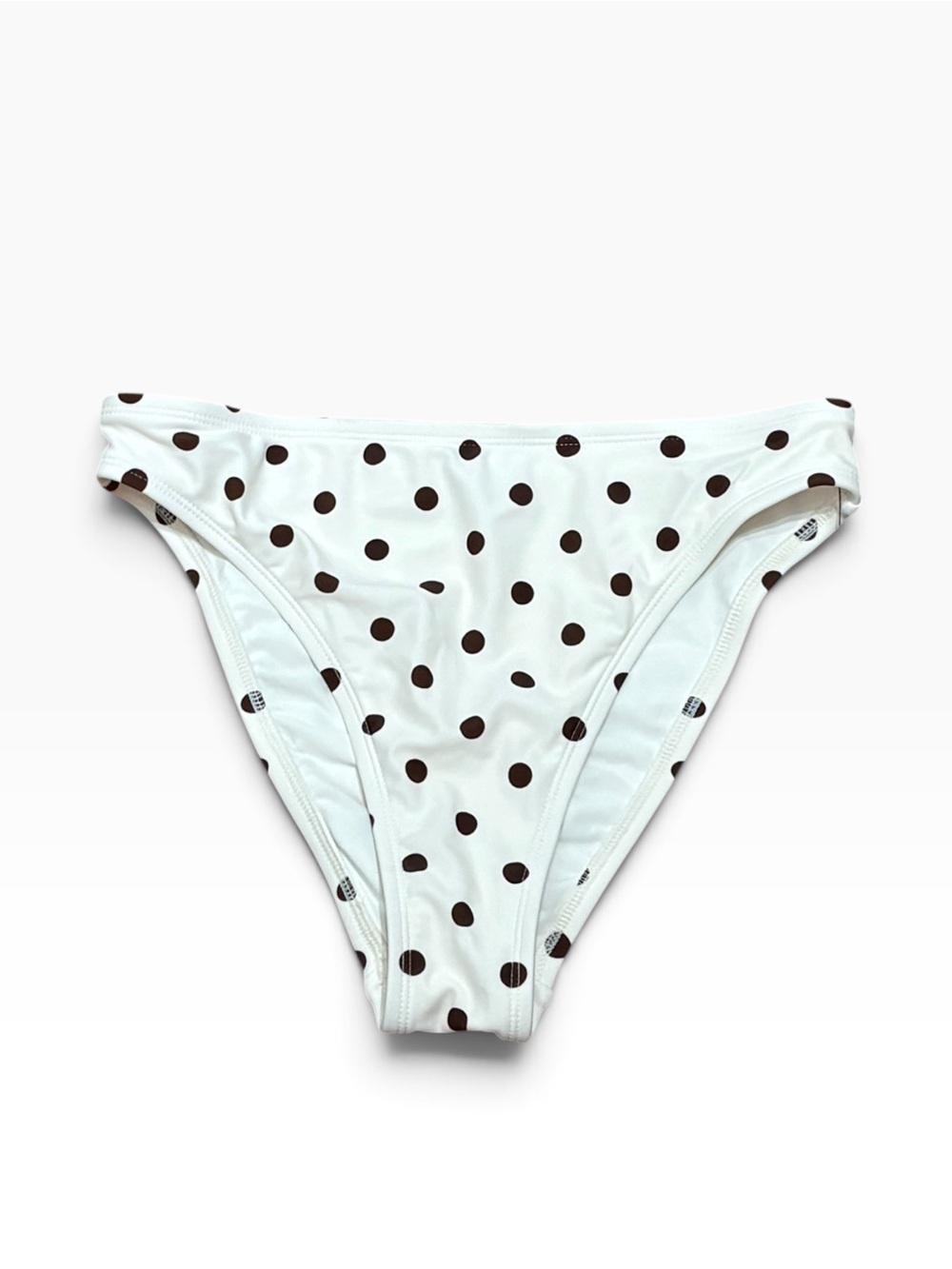 Shade & Shore Women’s White And Brown Polka Dot Bikini Bottom, Size  S (4-6) NEW